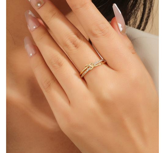 10 pcs - Love Heart Zircon Crystal Open Ring Adjustable|GCJ376|UK SELLER