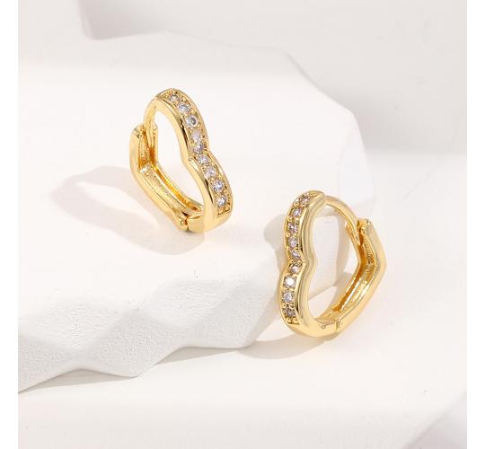 10 Pairs - Love Heart Zircon Crystals Hoop Huggie Gold Plated Earrings|GCJ386|UK SELLER