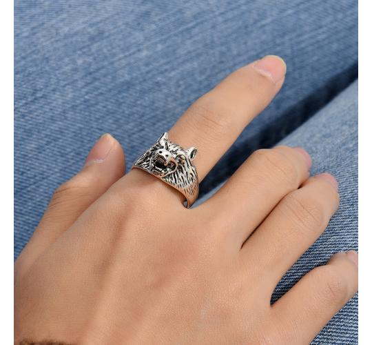 10 pcs - Fashionable Wolf Head Ring Silver Tone|GCJ387|UK SELLER