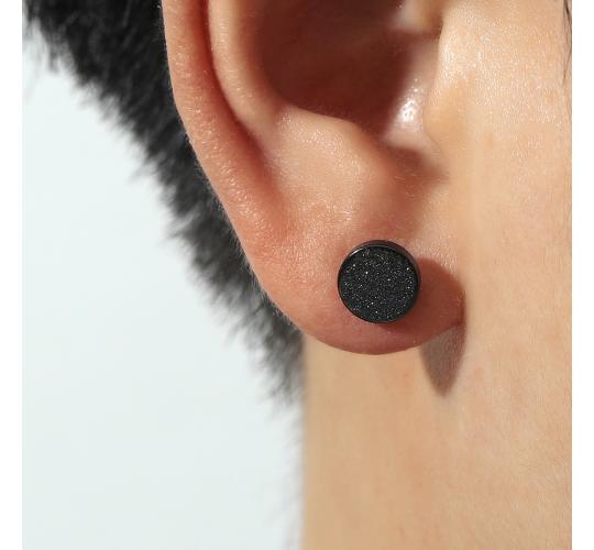 10 Pairs - Titanium Steel Matte Black Round Stud Earrings Unisex|GCJ395|UK SELLER