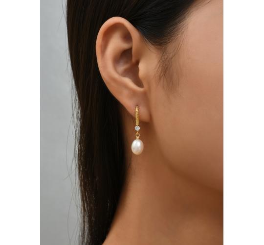 10 Pairs - Pearl Drop Hook Zircon Crystals Gold Plated Earrings|GCJ396|UK SELLER