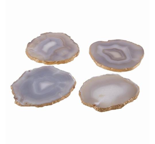 Job Lot of 6 X Agata 4 Piece Coaster Set made from Real Agate & Gold Foil