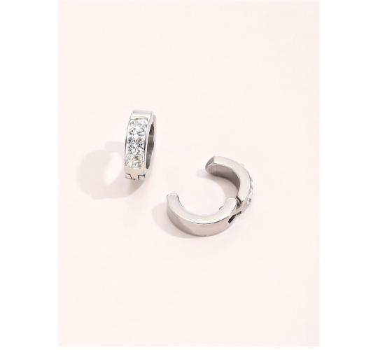 10 pcs - Stainless Steel Crystal Stud Earrings Ear Clip Cuff Non Pierced|GCJ552|UK SELLER