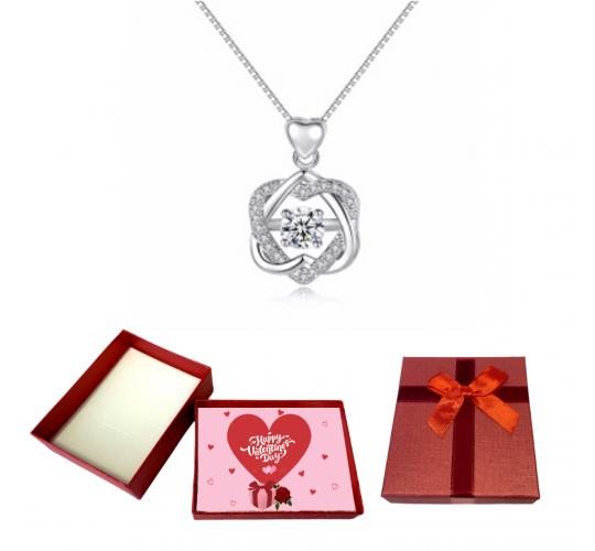 10 pcs - Stunning Silver tone Two loves in one Crystal Pendant Necklace With Valentine Gift Box|GCJ220-Valentine Box|UK SELLER