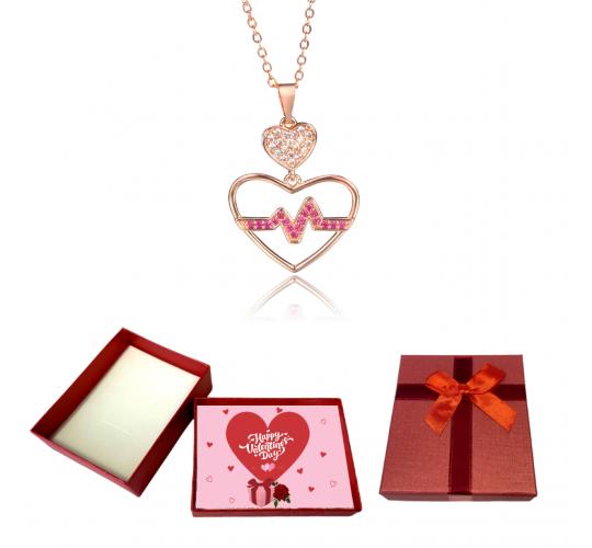 10 pcs - Crystal Filled Heartbeat Pendant Crystal Necklace with Valentines Gift Box|GCC092-Random-Valentine Box|UK SELLER