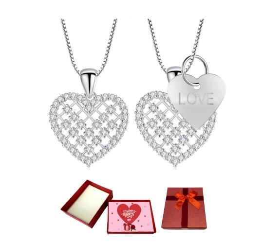 10 pcs - Heart Pendant with/without LOVE Heart Tag Made from Premium Crystal with Valentine Gift Box - 5pcs Each|GCJ090-Plain/Love-Valentine Box|UK SE
