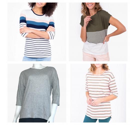 One Off Joblot of 8 Brakeburn Ladies Mixed Striped T-Shirts - Size 8