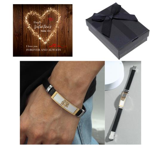 10 pcs - Black Leather Stainless Steel Tree of Life Bracelet with Valentine’s Message Gift Box|GCJ214 +ValentinesBox|UK SELLER