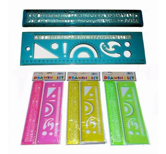  Drawing Ruler & Stencil (2-Piece) Set