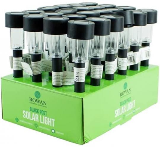 22 x Black Garden Solar Night Post Lights Rechargeable Lamps. CLEARANCE