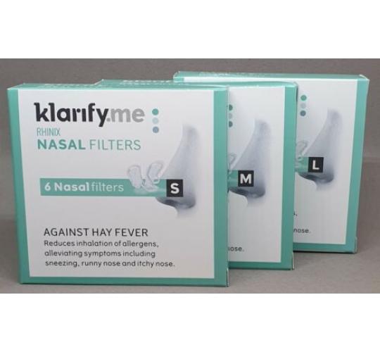 150 packs of 6 x Klarify Nasal Filters for Hay Fever/Allergies Joblot