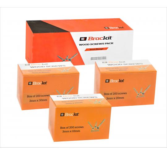 Joblot of 24 packs of 3mm Range Wood Screws Set – Pozi-drive Countersunk Zinc Plated Steel Screws – 600 Pieces – 3mm x 10mm, 20mm and 30mm…