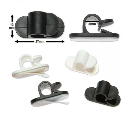 Joblot of 100 packs of 60 Self-Adhesive Cable Hooks, Cable Mounts Peel-and-Place, Cable Holders from Sockit (Assorted 30 White and 30 Black): on Size