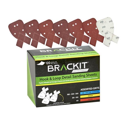 JOBLOT OF 9 PACKS OF Brackit Mouse Sandpaper Pads with Hook & Loop - 120 Bulk Pack Mixed Grits 60, 80, 120, 180, 240, 320 – Fits in Detail Palm Sand