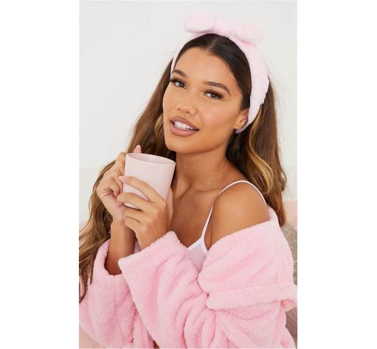 Fluffy Bow Headband Baby Pink