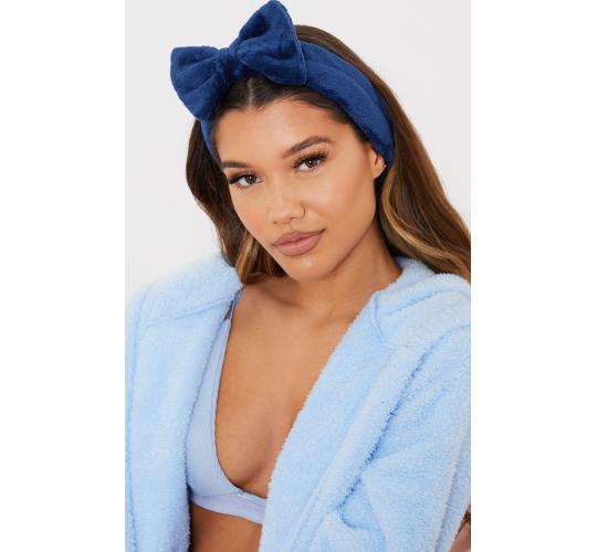 Cute Fluffy Bow Headband Navy