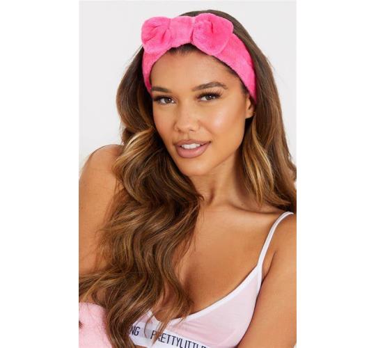 Cute Fluffy Bow Headband Hot Pink