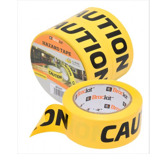 24 Rolls (8 3 packs) of Brackit Caution Adhesive Tape 48mm x 30m - Yellow and Black Hazard Warning and Safety Marking