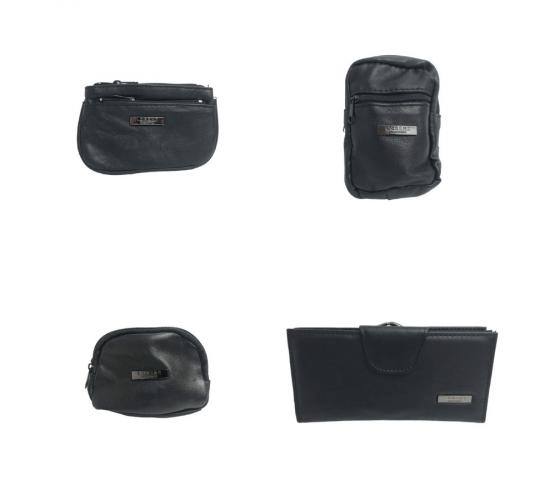 One Off Joblot of 59 Lorenz Mixed Black Leather Pouches, Purses & Card Holders