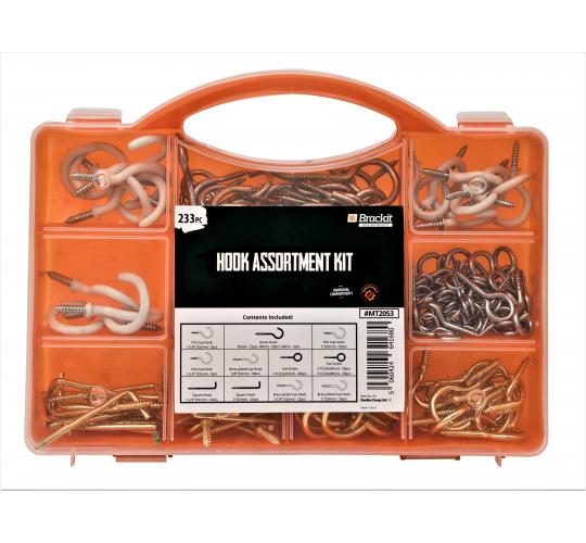 10 packs of brackit 233 Piece Hook Assortment – Including PVC Cup Hooks, Square Hooks, Eye Hooks and Screw Hooks – for DIY and Home Décor Project
