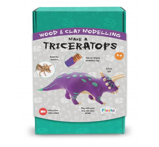 Fiesta Crafts Make A Triceratops Wood and Clay Craft Kit