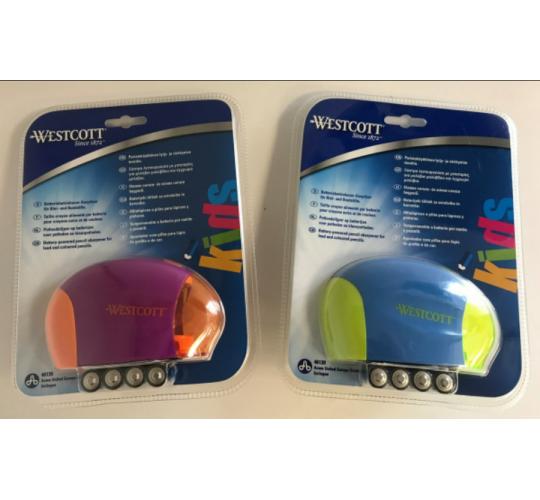 Wholesale Joblot of 49 Westcott Battery Powered Pencil Sharpener in 2 Colours