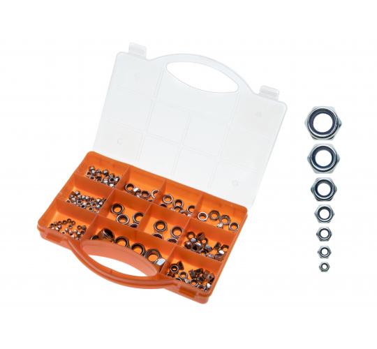 Brackit 198 Pieces Locking Nut Assortment Set; Stainless Steel Hex Nuts with Nylon Insert; Size M3, M4, M5, M6, M8, M10, M12 – For DIY & Motoring Pr