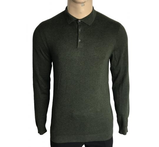 One Off Joblot of 13 Mens Ex-Chain Store Green Long Sleeve Polo Shirts