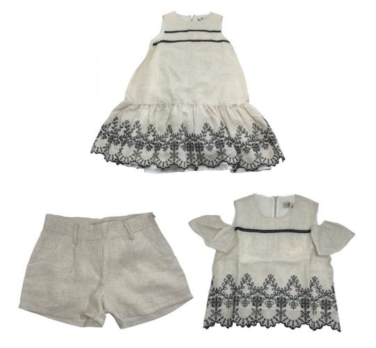 One Off Joblot of 14 Girl's Ki Pretty Textured Clothing - Dress, Tops & Shorts