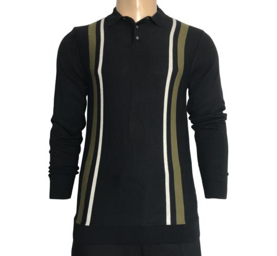 One Off Joblot of 16 Men's Ex-Chainstore Long Sleeve Black Polo Shirt