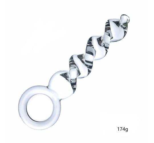 10pcs - Crystal Twisted Drill Design Transparent Glass Dildo With Ring Handle|GCAP162-Clear|UK seller