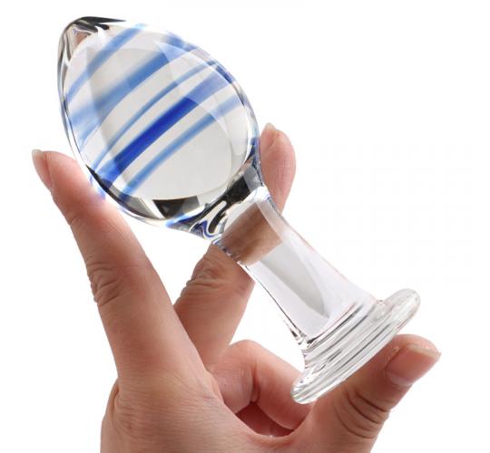 10pcs - Blue Wave Head Anal Butt Plug G-Spot Clear Glass Dildo|GCAP169|UK seller