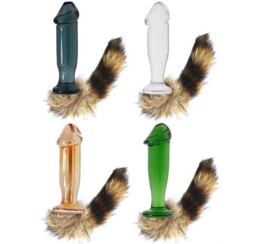 10pcs - Plug Tail Passion Sex Anal Butt G-Spot Glass Dildo - Ramdom Colour|GCAP173|UK seller