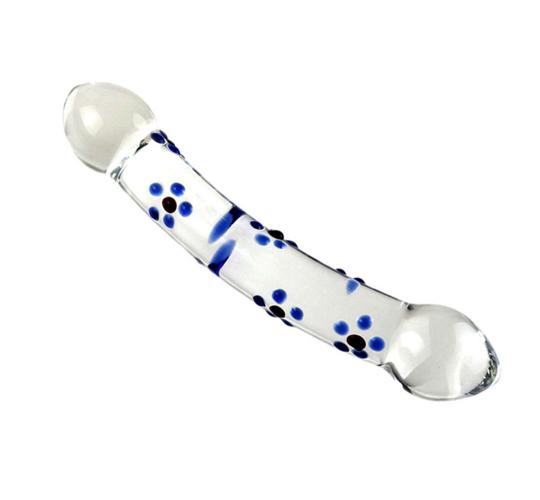 10pcs - Double Heads Blue Flower Spots Anal Butt Plug Clear Glass Dildo|GCAP175|UK seller