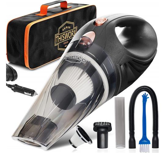 Brand new 180 ThisWorx Car Vacuum Cleaners - Portable, Lightweight, Powerful, Handheld Vacuums w/Strong Suction, 3 Attachment Accessories, Carry Case