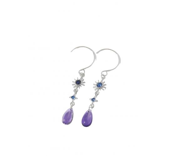 10pcs - Blue Sun Crystal and Purple Water Drop Pendant Earrings|GCJ410|UK seller