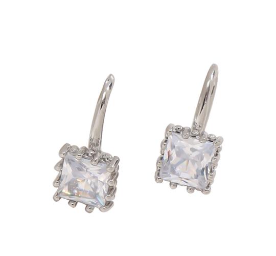 10pcs - Sparkling Silver Crystal Cubic Zirconia Square Drop Earrings|GCJ441|UK seller