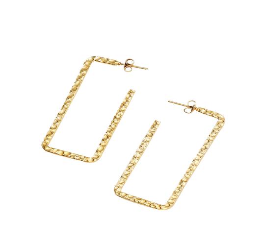 10pcs - Gold Tone Rectangle Geometric Design Hoop Earrings|GCJ406-Gold|UK seller