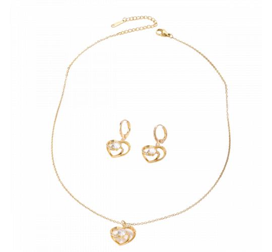 10pcs - Gold Tone Crystal Heart Windmill Earrings and Necklace Set|GCJ420|UK seller