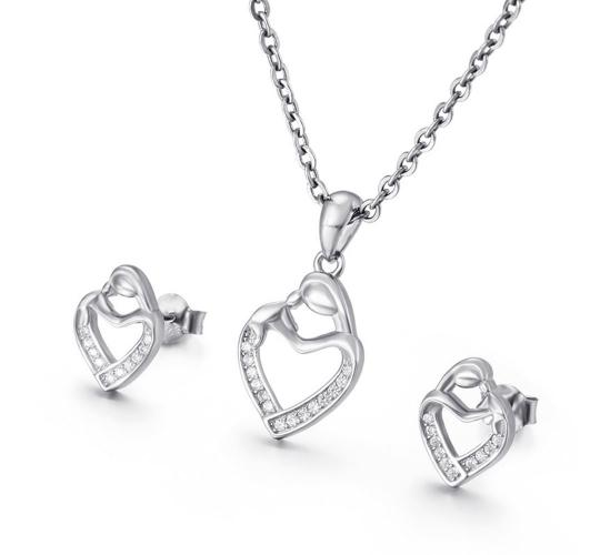 10pcs - Women Love Heart Crystal Pendant Necklace and Stud Earrings Set|GCJ422|UK seller