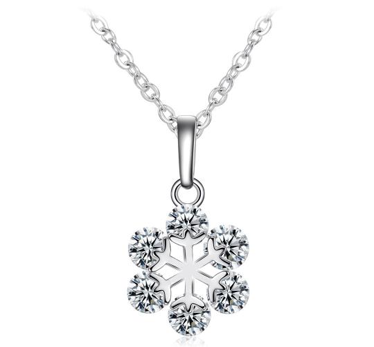10pcs - Beautiful Snowflake Zirconia Crystal Silver Pendant Necklace|GCJ430|UK seller