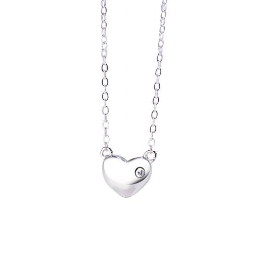 10pcs - A Diamond On The Heart Shape Silver Pendant Necklace|GCJ434|UK seller