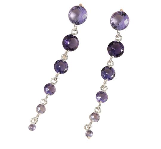 10pcs - Round Purple Crystal Dangle Drop Chain Earrings|GCJ440|UK seller