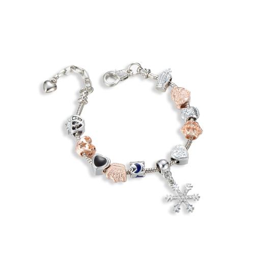 10pcs - Charming Silver and Rosegold Women Snowflake Drop and Beads Chain Bracelet|GCJ446|UK seller