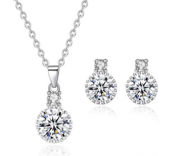 10pcs - Elegant Sparkling Round Crystal Pendant Necklace and Stud Earrings Set|GCJ416|UK seller