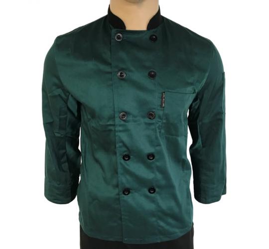 Wholesale Joblot of 10 Green & Black Collar Long Sleeve Chef Jackets