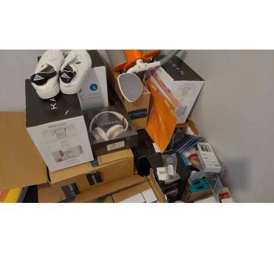 Mix lot of water filter jugs headphone mobile charging cables cosmetics office stationery items mobile phone accessories all together approximately 50