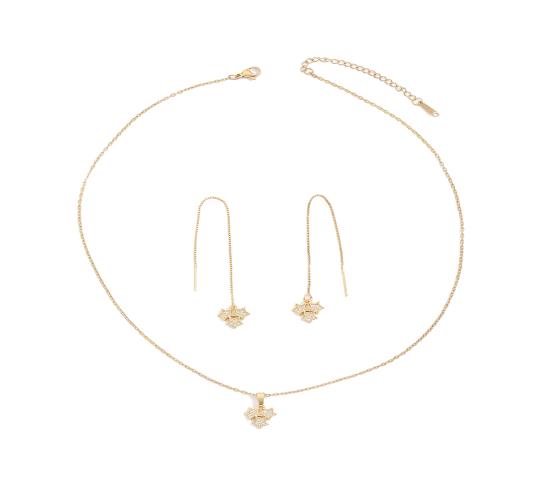 20pcs - Beautiful Gold Tone Three Stars With Crystals Pendant Necklace and Earrings Set (Total 10 Sets)|GCJ426|UK seller