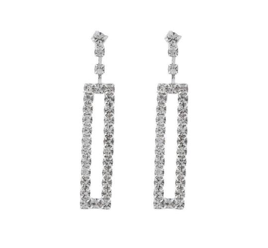 10pcs - Elegant Sparkling Crystal Rectangle Drop Earrings In Silver Tone|GCJ444|UK seller