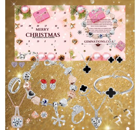 5 Advent Calendar in total of 120pc Jewellery- Woem Gifts 24pc Christmas Jewellery Advent Calendar Countdown 2023 – Elegant Bracelet, Pendant, Earri